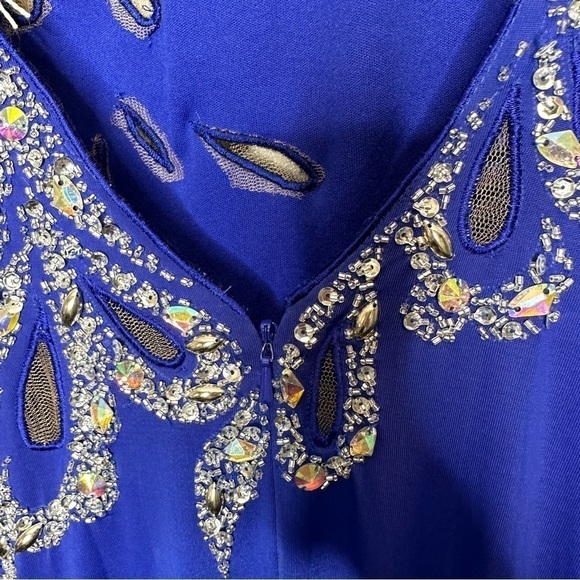 Macduggal Cassandra Stone Royal Blue cutout back formal maxi dress - Picture 14 of 16